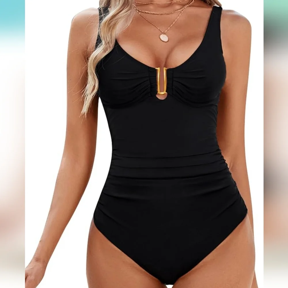 One Piece Ruched Tummy Control Swimsuit